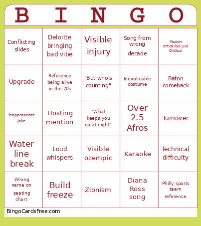 GLRA Bingo Card