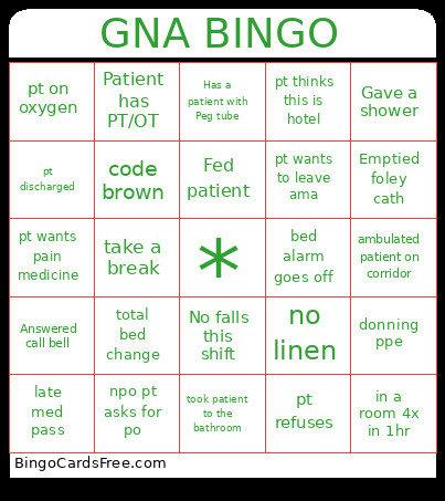 GNA Bingo Card