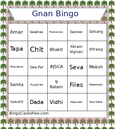 Gnan Bingo Card