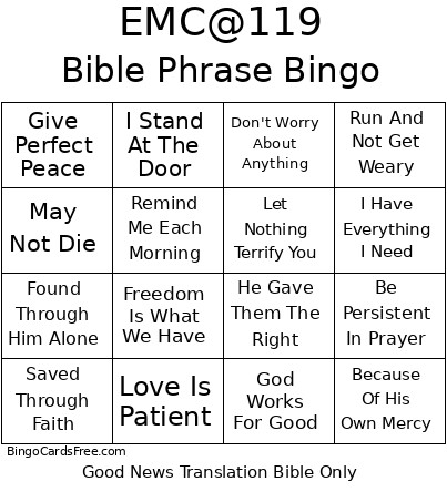 GNT Bible Phrase Bingo Card