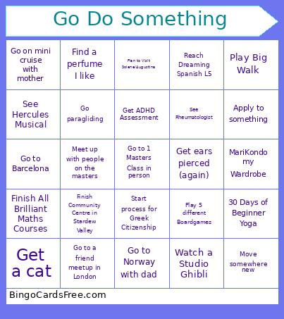 Go Do Something 2025 Bingo