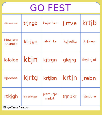 GO FEST Bingo Card