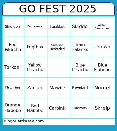 Go Fest Checklist Bingo