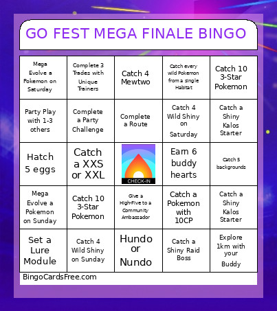 GO FEST MEGA FINALE Bingo Card