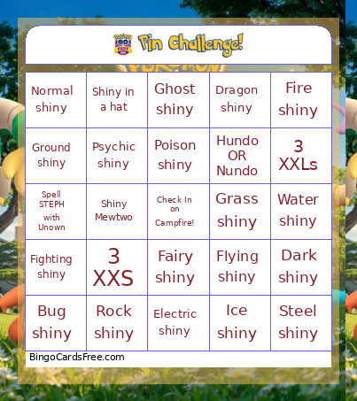 GO Fest Pin Challenge Bingo Card