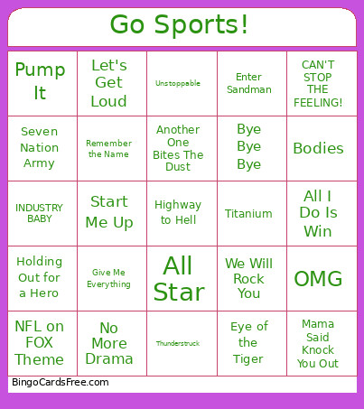 Go Sports! Bingo Card
