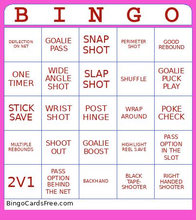 Goalie Bingo Card