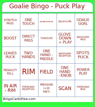 Goalie Bingo - Puck Play
