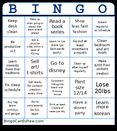 Goals Bingo Card