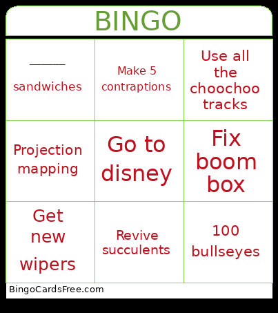 Goals Bingo Card