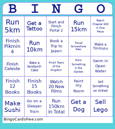 Goals Bingo Card