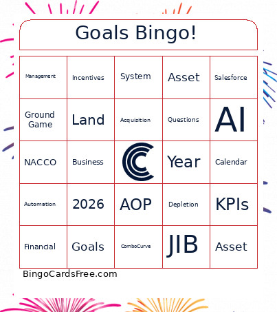 Goals Template 1 Bingo Card