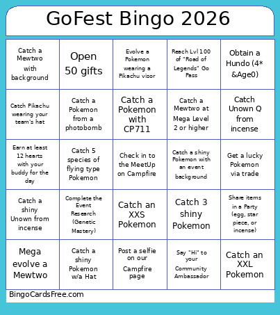 GoFest Global 2026 Bingo Card