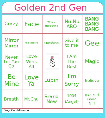 Golden 2nd Gen Bingo Card
