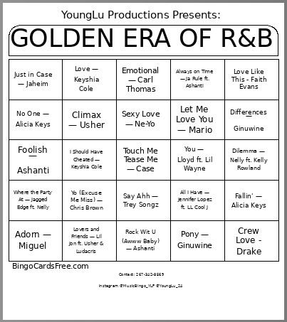 GOLDEN ERA OF R&B Bingo Card