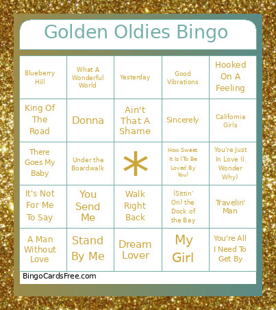 Golden Oldies Bingo Card