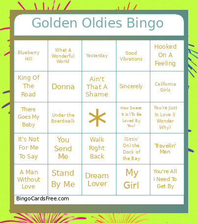 Golden Oldies Bingo Card