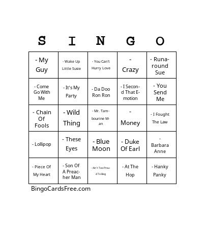 Golden Oldies V01 Bingo