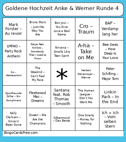 Goldene Hochzeit Anke & Werner Runde 4 Bingo Card