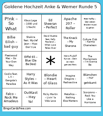 Goldene Hochzeit Anke & Werner Runde 5 Bingo Card