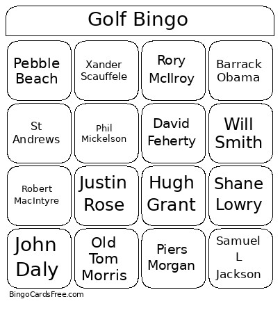 Golf Bingo Card