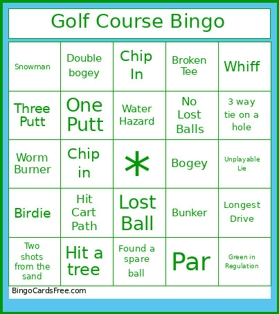 Golf Course Bingo Card