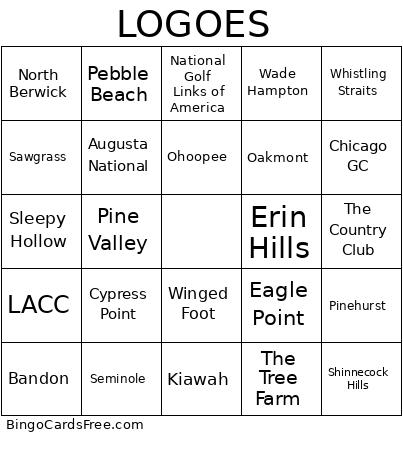 Golf Course Logo Bingo Card