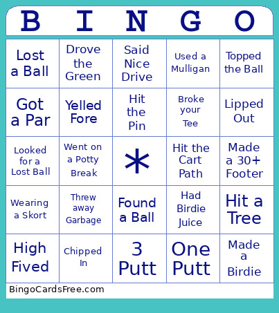 Golf For Swag Bingo Card