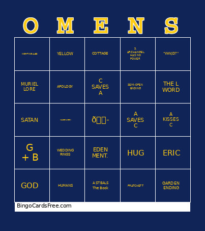 GOmens 1 Bingo Card