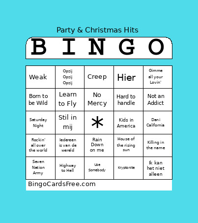 Gonzo Coverband Bingo Card