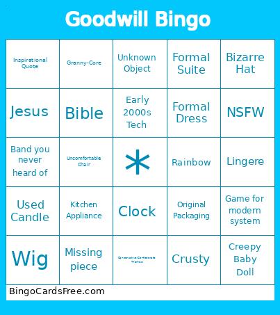 Goodwill Bingo Cards Free Pdf Printable Game, Title: Goodwill Bingo