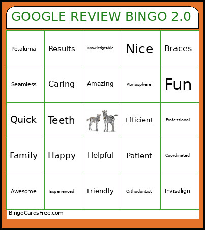 GOOGLE REVIEW 2.0 Bingo Card