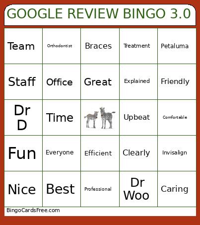 GOOGLE REVIEW 3.0 Bingo Card