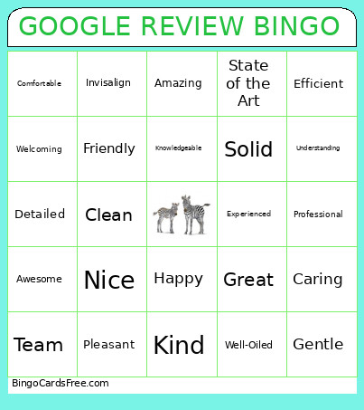 GOOGLE REVIEW Bingo Card