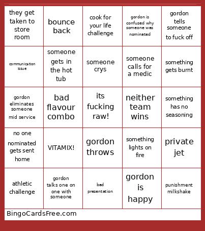 Gordo Rambob Helps Shrimpchen Bingo Card