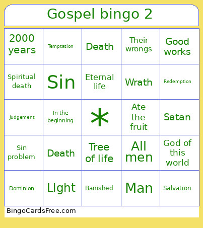 Gospel 2 Bingo Card