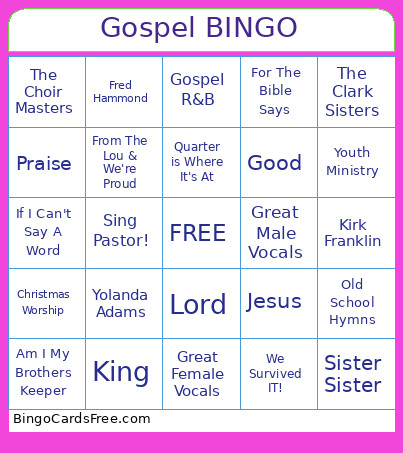 Gospel Bingo Card