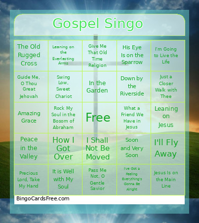 Gospel Singo Bingo Card