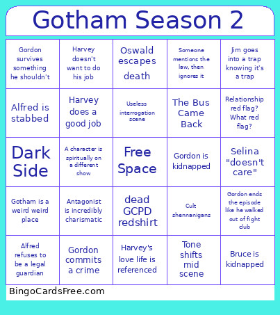 Gotham Season 2 Bingo Card