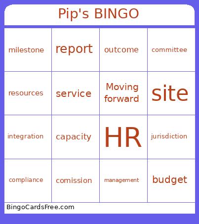 Government Lingo Bingo Card