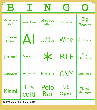 GPM NYC Meeting Bingo Card