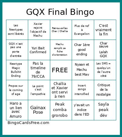 GQX Final Bingo