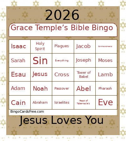 Grace Temple’s Bible Bingo Card