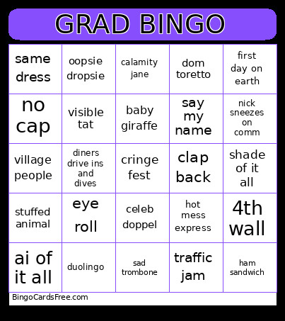Grad Bingo Card