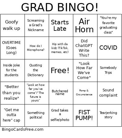 GRAD ! Bingo Card