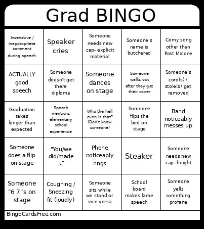 Grad Bingo Card