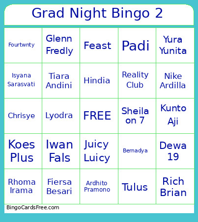 Grad Night 2 Bingo Card