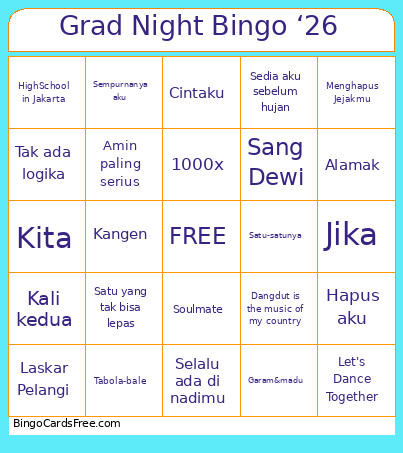 Grad Night ‘26 Bingo Card