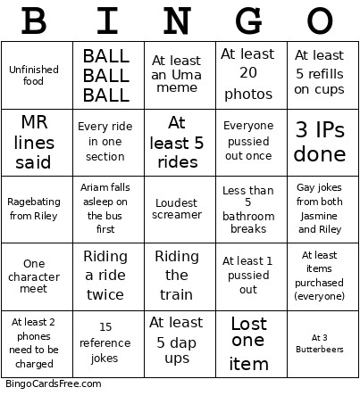 Gradbash Bingo Card