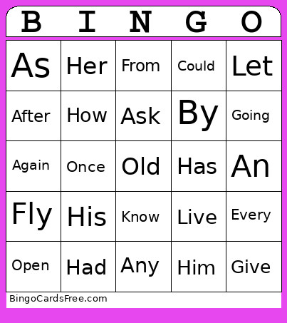 Grade 1 - Sight Words Bingo Card
